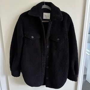 Aritzia Ganna Sherpa Shirt Jacket - Black - size XXS